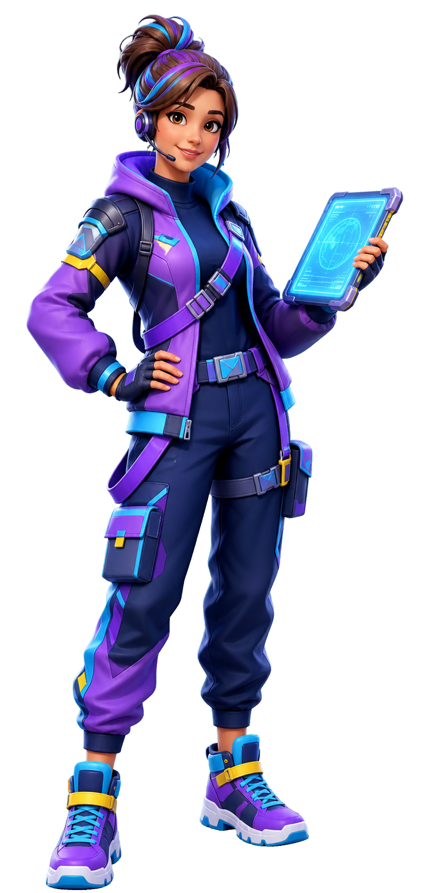 Personagem professora acompanhando uma missão de aprendizagem